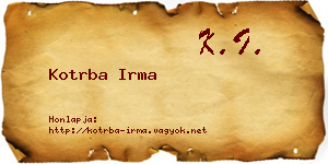 Kotrba Irma névjegykártya